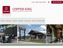 Tablet Screenshot of copperkinghotel.com